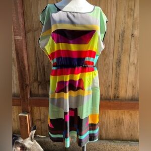 Colorful geometric printed dress. Size 14 AUS = size 10 US.